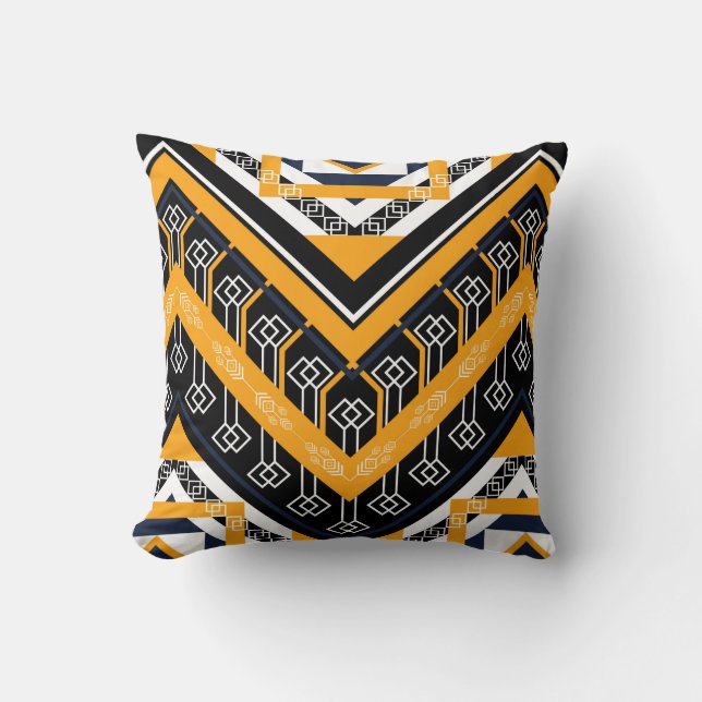 Geometric ethnic oriental pattern traditional desi cushion (Front)