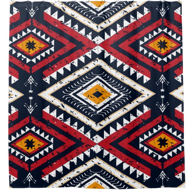 Geometric ethnic oriental seamless pattern traditi shower curtain (Front)