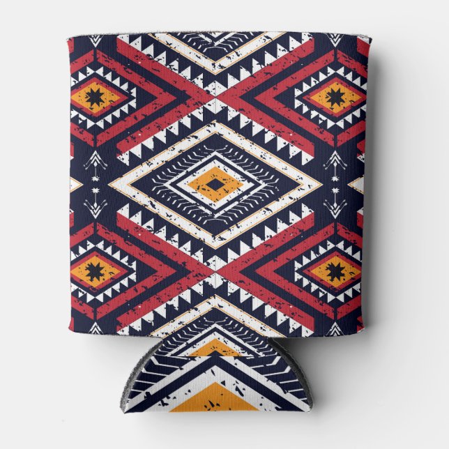Geometric Ethnic Oriental: Traditional Seamless Can Cooler (Front)