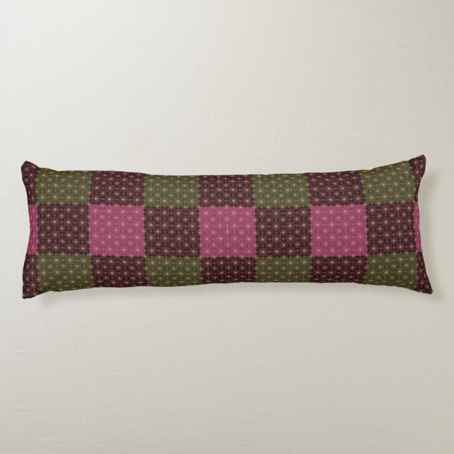 Geometric Ethnic Pattern Body Pillow – Burgundy Re (Back)