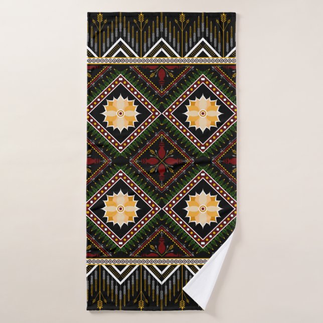 Geometric ethnic pattern seamless design bath towel (Bath Towel)