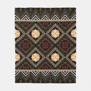 Geometric ethnic pattern seamless design fleece blanket