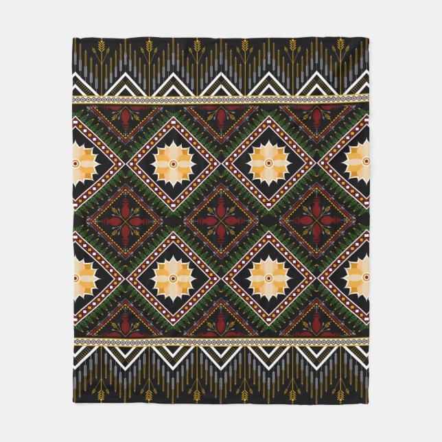 Geometric ethnic pattern seamless design fleece blanket (Front)