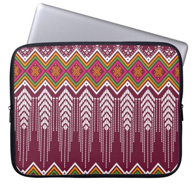 Geometric ethnic pattern traditional background, v laptop sleeve (Front)