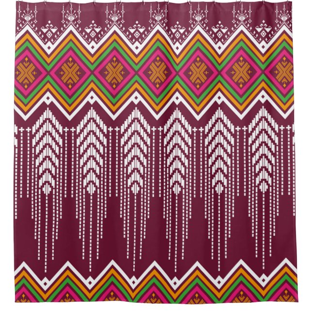 Geometric ethnic pattern traditional background, v shower curtain (Front)