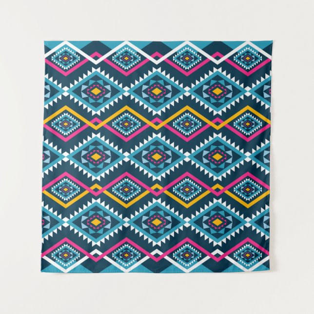 Geometric ethnic pattern traditional, vintage illu tapestry (Front)