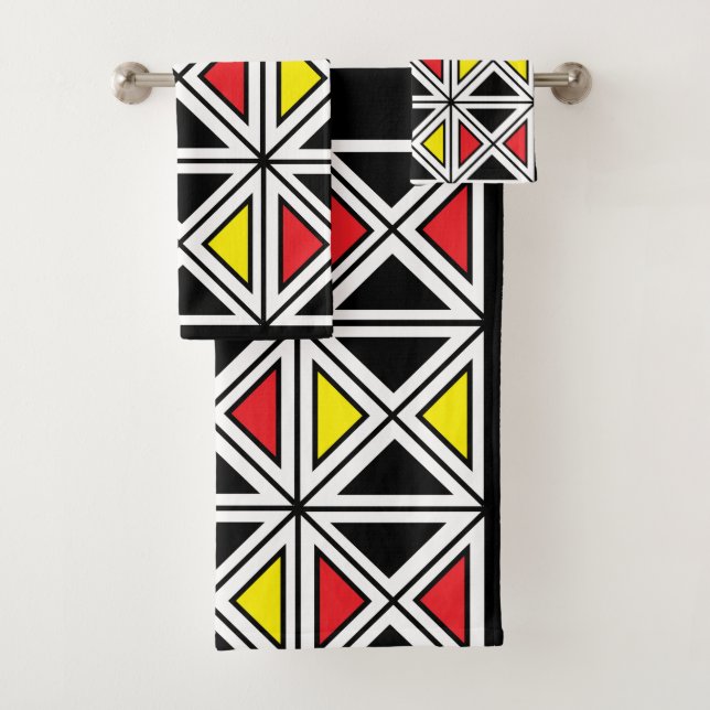 Geometric Ethnic Tribal Decor Bath Towel Set (Insitu)
