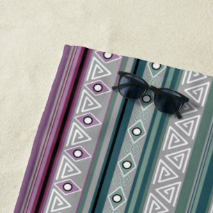 geometric ethnic tribal pattern of American Indian Beach Towel