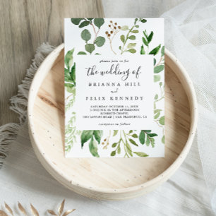 Geometric Eucalyptus Brown Floral The Wedding Of Invitation