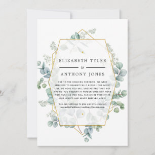 Geometric Eucalyptus Reduced Wedding Guest List Announcement