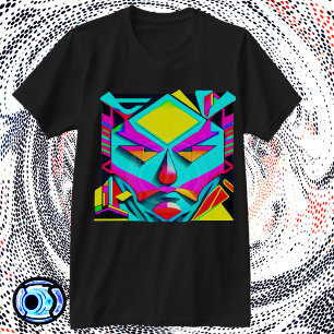 Geometric Face Art - Abstract 3D Design T-Shirt