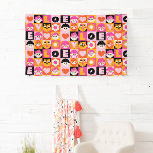 Geometric Faces Orange Pink Nostalgia Photomatón Banner