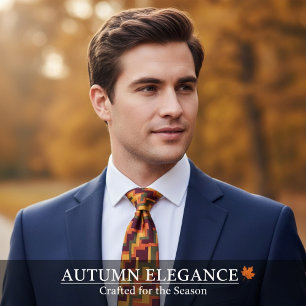 Geometric Fall Colours Abstract Pattern Autumn Tie