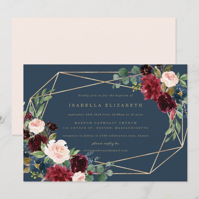 Geometric Fall Elegance Baptism Invitation (Front/Back)