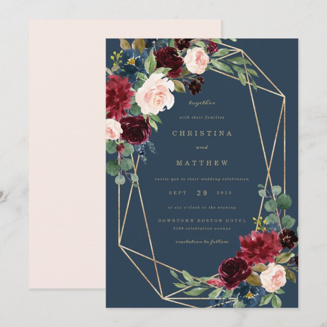 Geometric Fall Elegance Wedding Invitation (Front/Back)