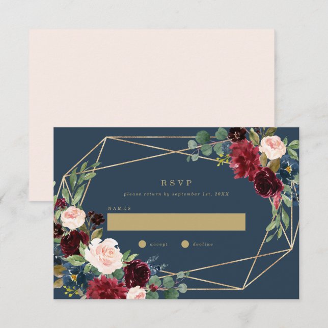Geometric Fall Elegance Wedding RSVP Invitation (Front/Back)