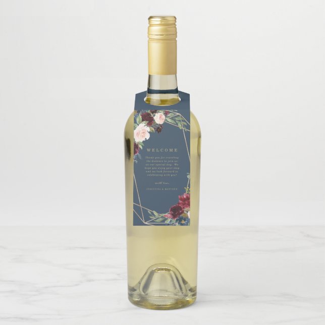 Geometric Fall Elegance Welcome Bottle Hanger (On Bottle)