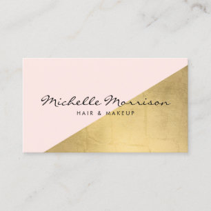 Geometric Faux Gold Foil and Pink Colour Block Business Card