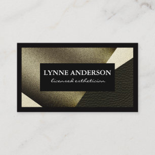 Geometric Faux Gold Leather Wavy Colour Blocks Business Card