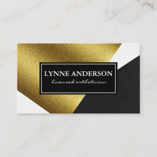 Geometric Faux Gold Leather Wavy Colour Blocks Business Card