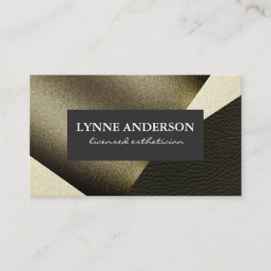 Geometric Faux Gold Leather Wavy Colour Blocks Business Card