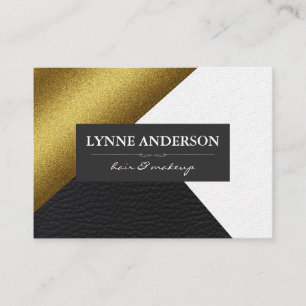Geometric Faux Gold Leather Wavy Colour Blocks Business Card