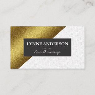 Geometric Faux Gold Leather Wavy Colour Blocks Business Card