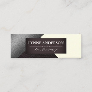 Geometric Faux Silver Cream Leather Colour Blocks Mini Business Card