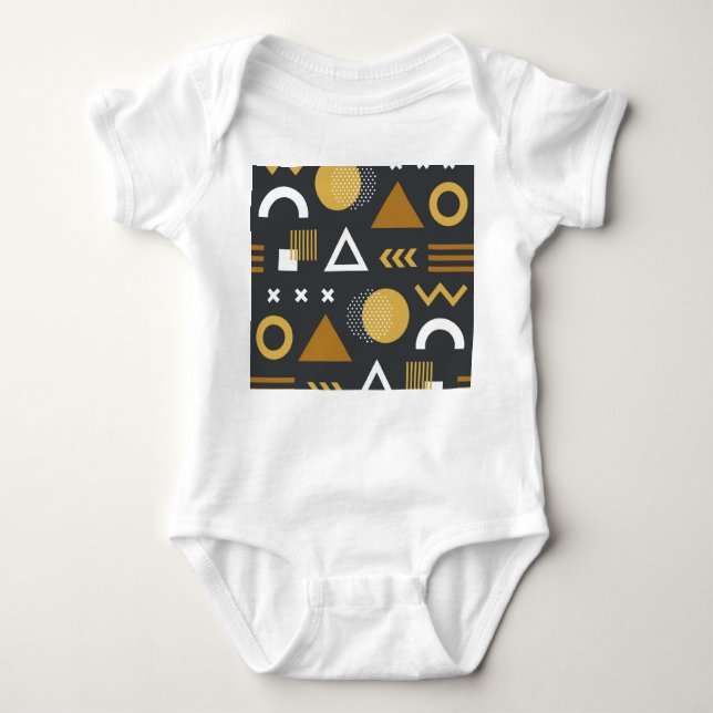 Geometric Figures Vintage Pattern Design Baby Bodysuit (Front)