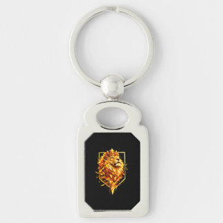 Geometric Fire Lion Crown Key Ring