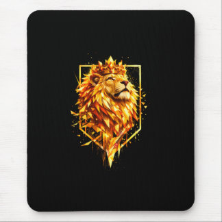 Geometric Fire Lion Crown Mouse Pad