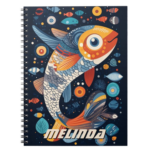 Geometric Fish Illustration Notebook (Front)