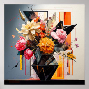 Geometric Floral Art Poster