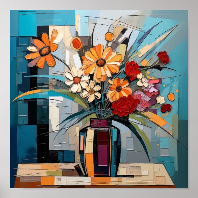 Geometric Floral Art Scene Poster (Front)