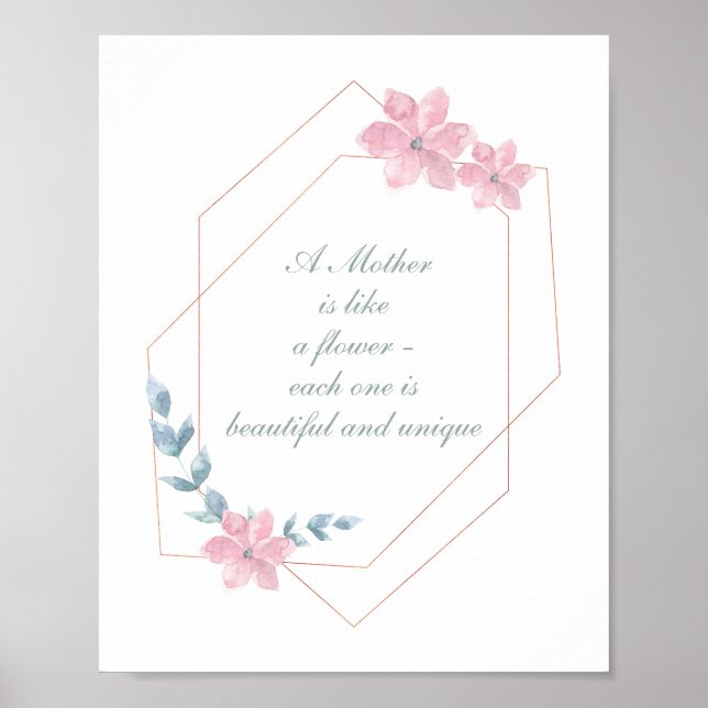 Geometric Floral Beautiful Mother Quote Poster (Front)