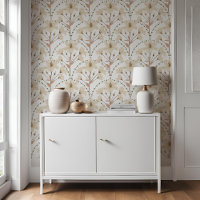 Geometric Floral Flower White Beige Lily Pattern  