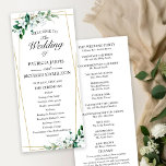 Geometric Floral Greenery Wedding Ceremony Program Programme<br><div class="desc">Get ready to be captivated by our stunning gold greenery wedding suite! This exquisite design features an elegant geometric frame beautifully decorated with delicate greenery leaves and floral illustrations. With its modern, chic calligraphy, it's the ideal touch for your enchanting garden-themed wedding. If you have any special requests or need...</div>