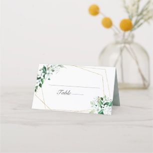 Geometric Floral Greenery Wedding Place Card