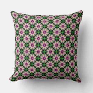 Geometric Floral in Green and Brown Cushion