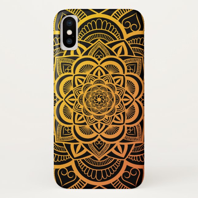 Geometric Floral Mandala Gold Orange Gradient Case-Mate iPhone Case (Back)