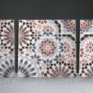 Geometric Floral Moroccan Tile Home Decor Accent