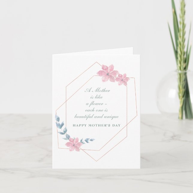 Geometric Floral Mother's Day Holiday  Folded Card (Front)