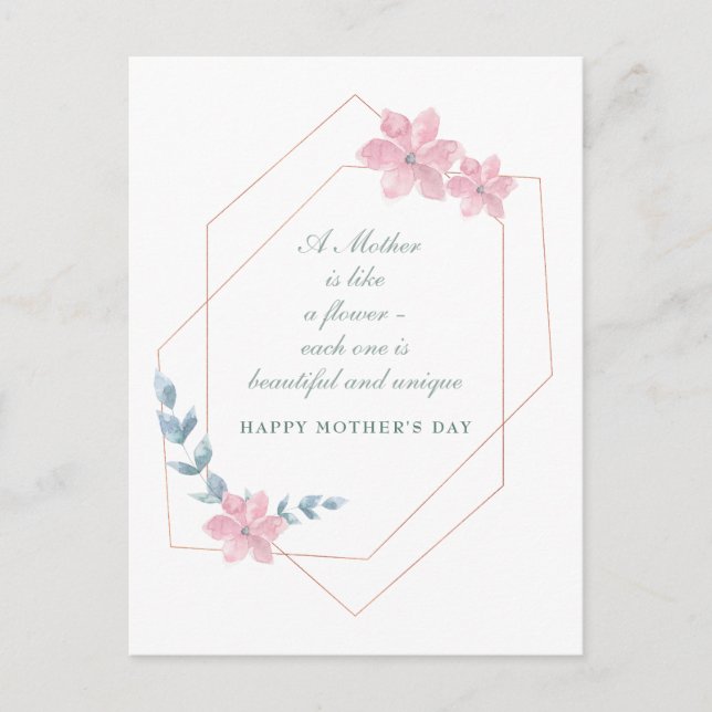 Geometric Floral Mother's Day Holiday Post Card (Front)