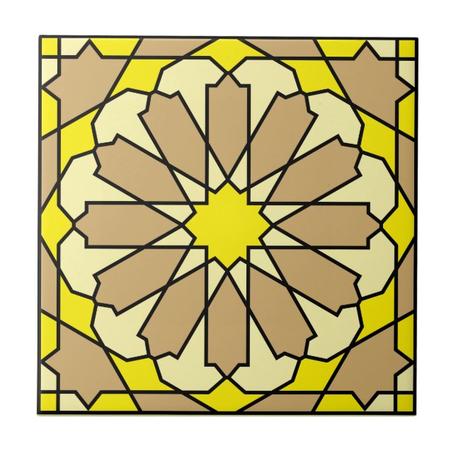 Geometric Floral Pattern Azulejo  Tile (Front)