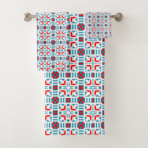 Geometric Floral Pattern Bath Towels Sets