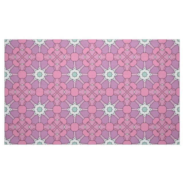 Geometric floral pattern in pink and green hue fabric (Fat Quarter)