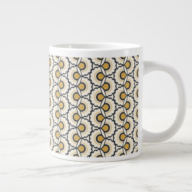 Geometric Floral Pattern Large Coffee Mug (Right)
