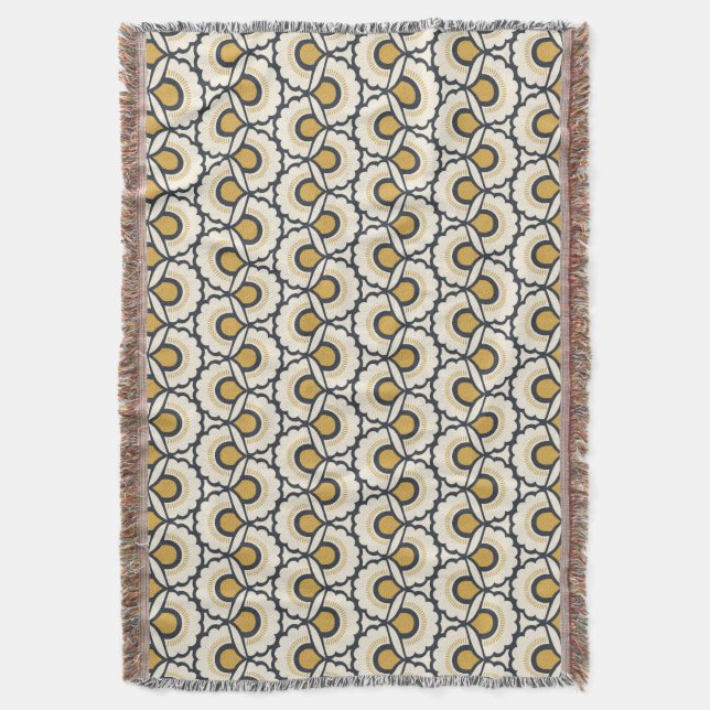 Geometric Floral Pattern Throw Blanket (Front Vertical)