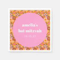 Geometric Floral Pink Orange Bat Mitzvah Custom