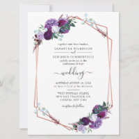Geometric Floral Purple Greenery Botanical Wedding